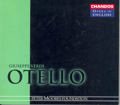 CD cover for Verdi’s “Otello” opera, teal and dark background.