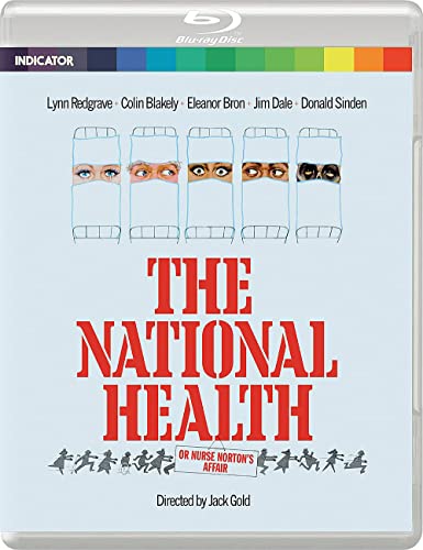 Blu-ray cover for "The National Health" featuring faces behind hospital beds.