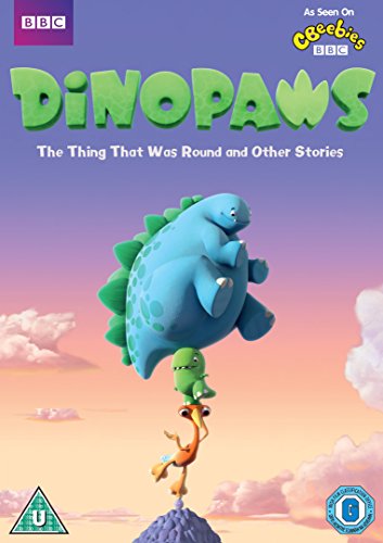 "DVD cover featuring cartoon dinosaurs on a rocky peak against a cloudy sky."
