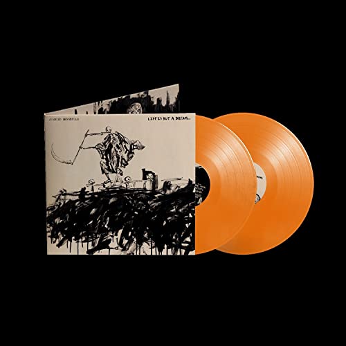 Avenged Sevenfold album cover and two orange vinyl records on black background.