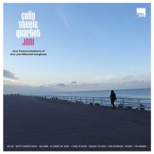 Vinyl album cover for Colin Steele Quartet’s “Joni” with ocean scene.