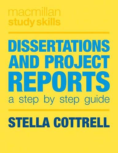 "Book cover with yellow background, blue and orange text, titled 'Dissertations and Project Reports'."