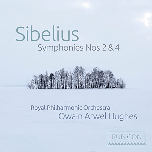 CD cover: snowy landscape with trees, text “Sibelius” and orchestra details.