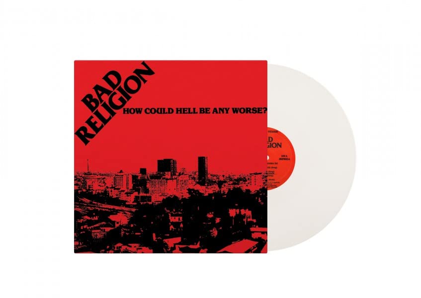 Bad Religion vinyl record with red cover and city skyline.