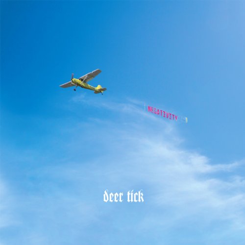 Album cover: small plane towing a “NEGATIVITY” banner in a blue sky.