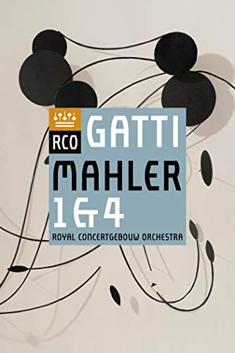 DVD cover with abstract black design and blue text box featuring "Gatti Mahler 1 & 4".