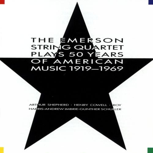 "Album cover with a large black star on a white background, featuring text."