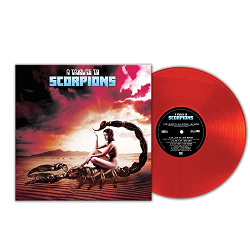 Red vinyl record with cover art featuring a woman and scorpion.
