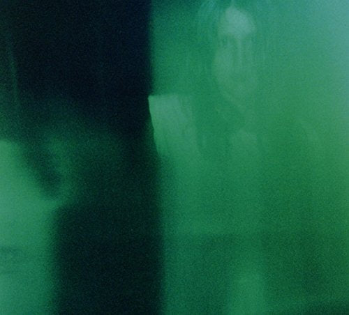 The image shows a grainy, green-tinted photograph of a woman. Alt text: Grainy, green-tinted image of a woman with long hair.