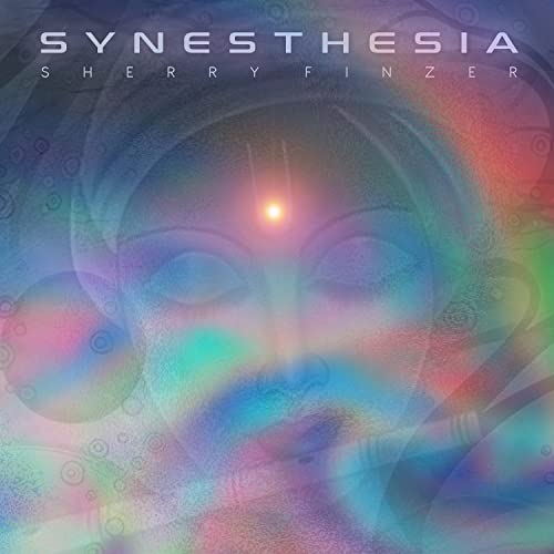 CD cover for Sherry Finzer’s “Synesthesia” with a blurred, colorful face.