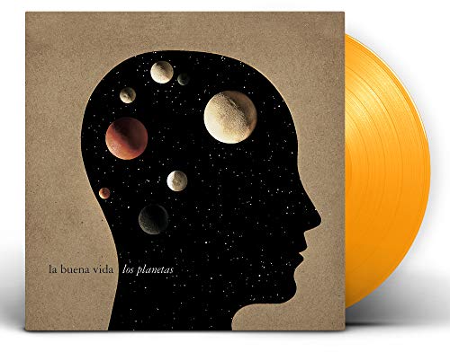 Vinyl record with cover art of a head filled with planets.