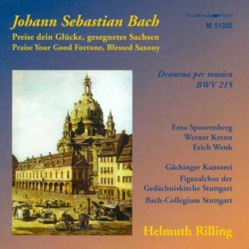 CD cover: Baroque church scene, text by Bach, Rilling, and Spoorenberg.