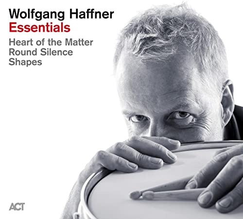 CD cover for Wolfgang Haffner’s “Essentials” featuring a close-up of the artist.