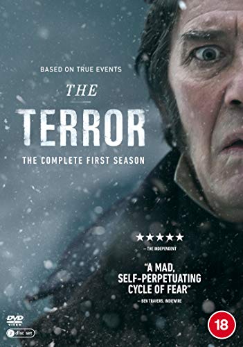 "The Terror Season 1 DVD cover featuring a man's face in a snowy scene."