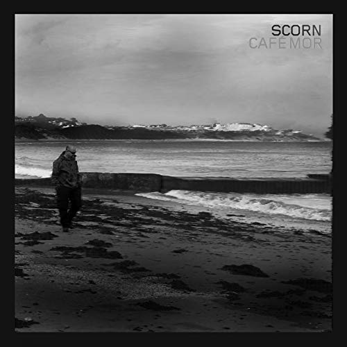 Black and white album cover featuring a lone figure by the sea.