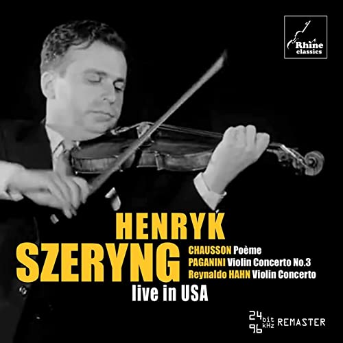 Henryk Szeryng playing violin, album cover for “Live in USA” CD.