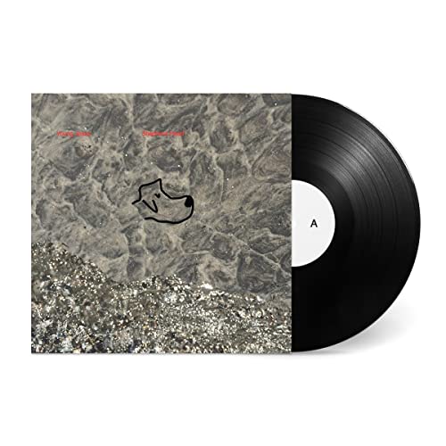 Vinyl record with cover art featuring a dog head and textured gray background.