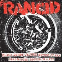 Rancid album cover: distressed wheel illustration with red band name text.