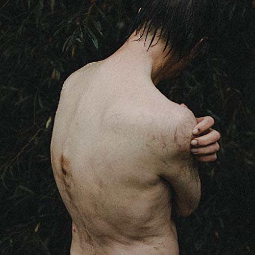 Vinyl album cover: man’s back with visible scars, dark foliage background.