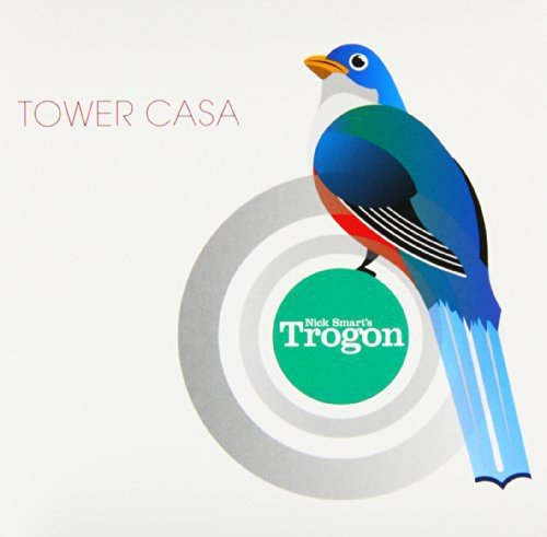 "Album cover featuring a blue and green bird perched on a green circle."