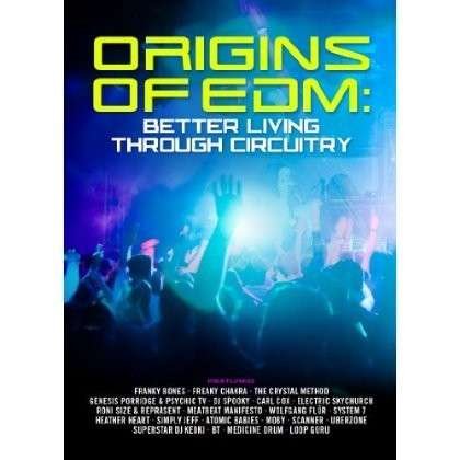 "Cover art for 'Origins of EDM' DVD, showing a crowd at a concert."