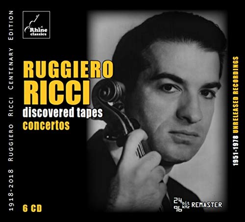 Black CD cover with Ruggiero Ricci holding a violin, text in yellow and white.