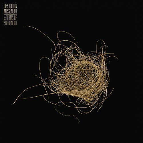 Black album cover with a tangled, golden-brown nest-like shape.