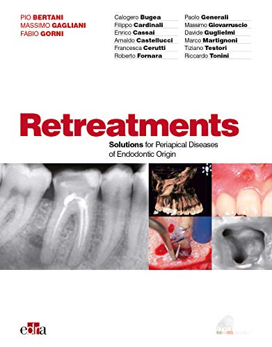 "Book cover with title 'Retreatments' and images of dental X-rays and oral anatomy."