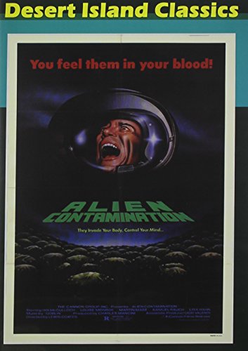 Alien Contamination" DVD cover featuring a screaming man inside a helmet.