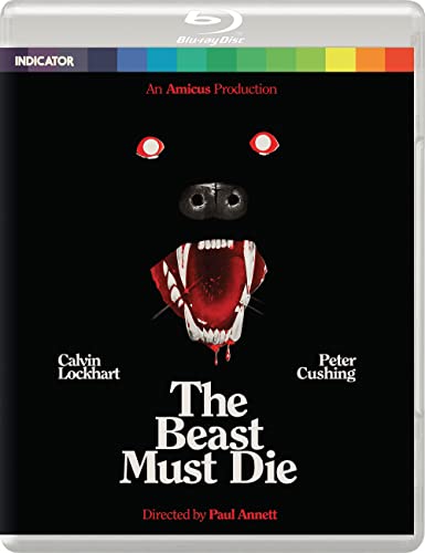 The Beast Must Die" Blu-ray cover with a monstrous face and red eyes.