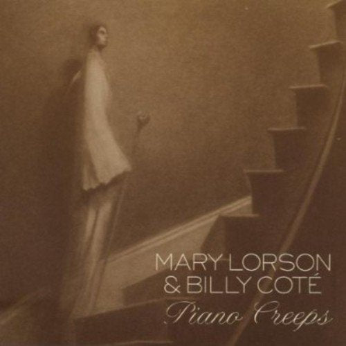 Sepia-toned album cover with a woman standing on a staircase, text at the bottom.