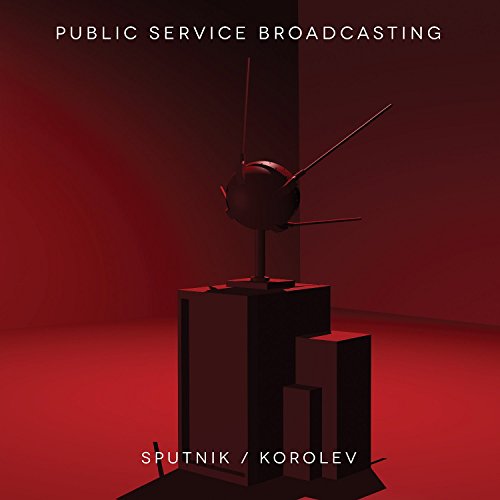 Red album cover featuring a Sputnik satellite model on a pedestal.