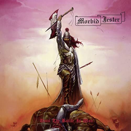 Fantasy illustration of a warrior with an axe, album cover art.