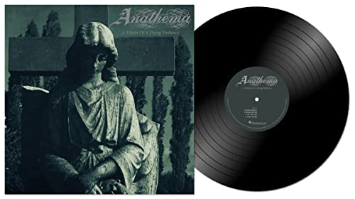 Anathema vinyl record: album cover with statue, black disc with label.