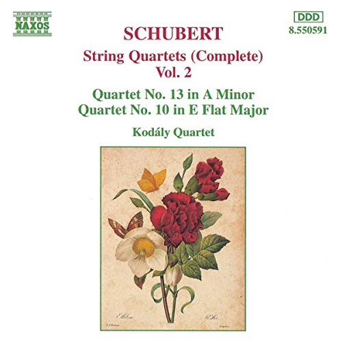 CD cover for Schubert string quartets featuring a floral still life.