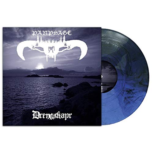 Vinyl album cover: skull-shaped landscape over water, dark and atmospheric.