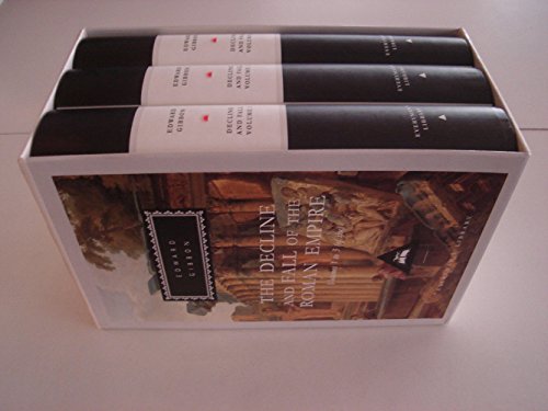 Box set of three black and white books titled "The Decline and Fall of the Roman Empire".
