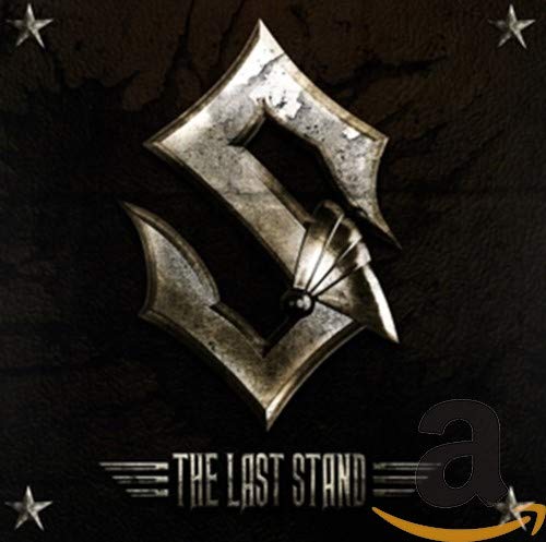 Sabaton album cover, "The Last Stand," featuring a metallic shield design.