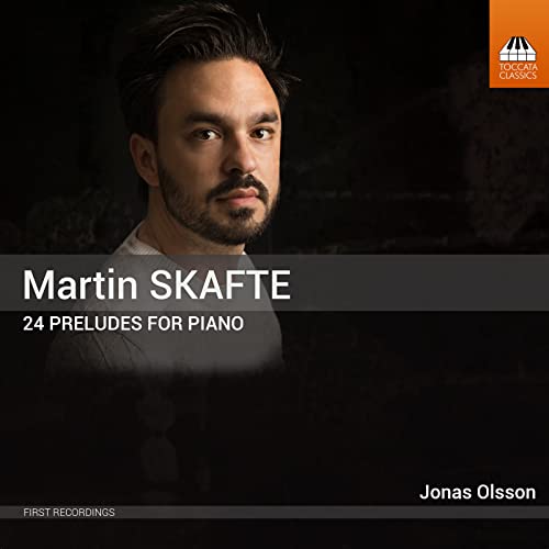 CD cover featuring portrait of Martin Skafte, pianist, with text details.