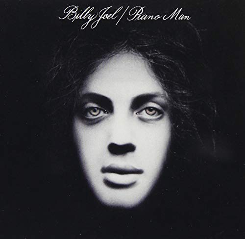 Black and white album cover featuring a close-up portrait of Billy Joel.