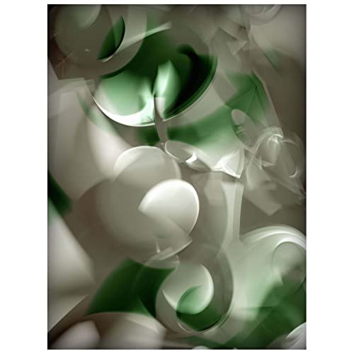 Abstract album cover with swirling green and white shapes.