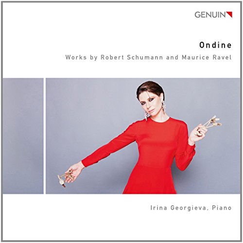 CD cover featuring a woman in red dress holding ballet shoes against a grey background.