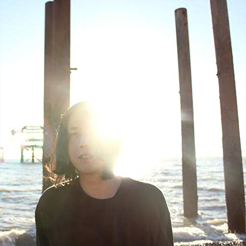 The alt text for the image is: "Young man standing by the ocean with wooden pier posts."