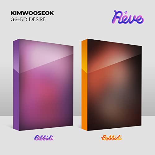 Kim Woo Seok “Reve” CD cover: gradient purple and orange spines.