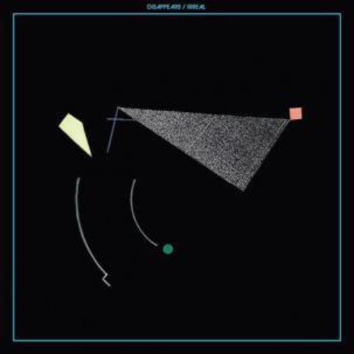 "CD album cover with abstract geometric shapes on a black background."