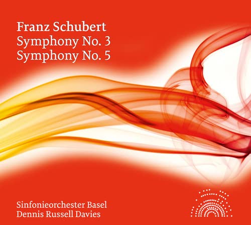 CD cover for Schubert symphonies, featuring abstract red and white swirls.