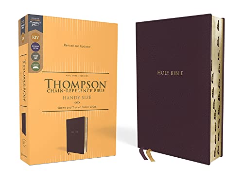 KJV, Thompson Chain-Reference Bible, Handy Size, Leathersoft, Burgundy, Red Letter, Thumb Indexed, Comfort Print: King James Version, Burgundy, Leathersoft, Red Letter