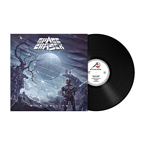 Space Chaser vinyl record with sci-fi album art and black disc.