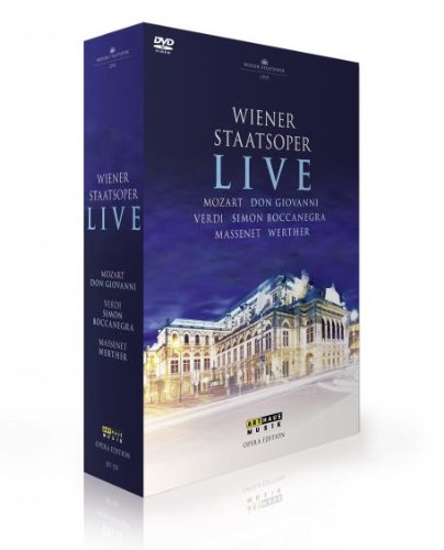 DVD box set featuring Vienna State Opera building and opera titles on a blue background.