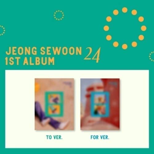 K-pop album covers with different versions on a green background.